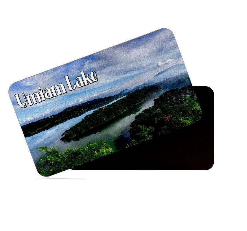 dhcrafts Rectangular Rubber Fridge Magnet / Magnetic Card Multicolor Meghalaya Umiam Lake Design Pack of 1 (8.6cm x 5.4cm)